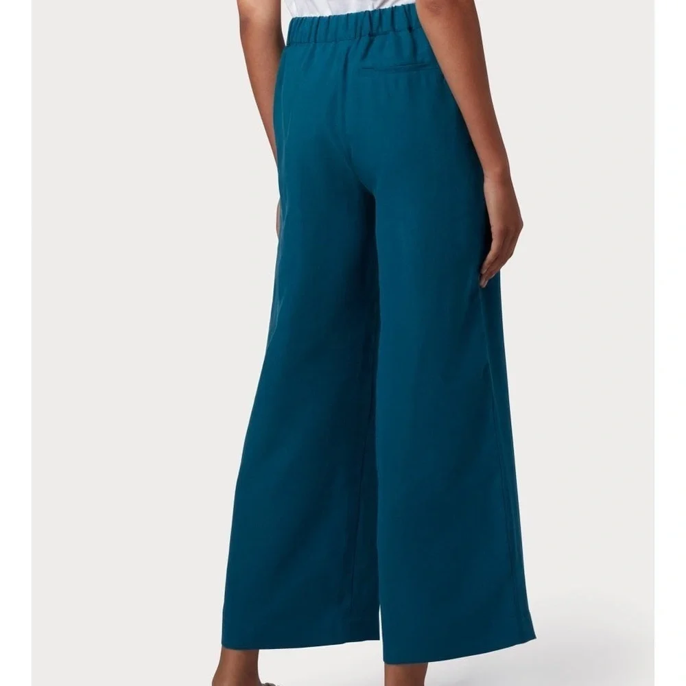Paul Smith Women Teal Wide Leg Trousers Pants Pleated Cropped Size 46 US SZ 10